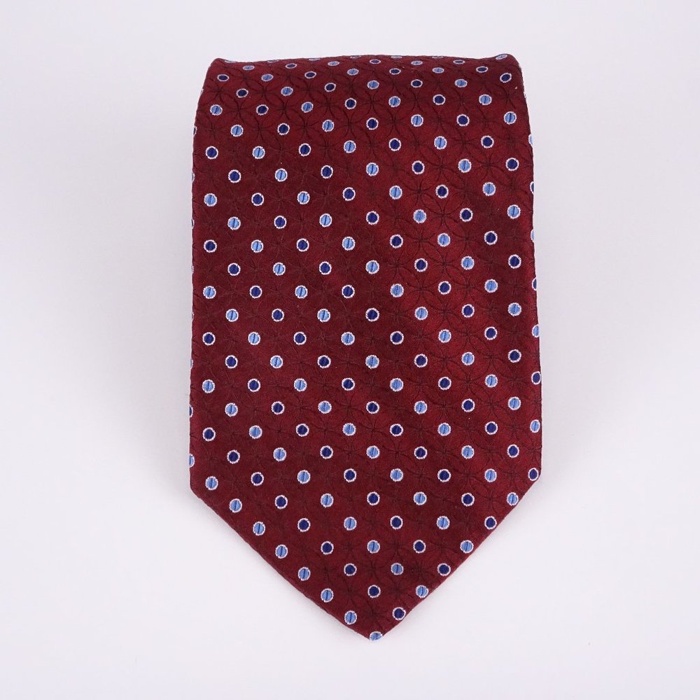 Paul Dione 100% Silk Necktie Red Blue Dots